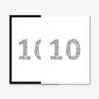 Personalised 10th Anniversary Number Word Art – Classic Layout – Names & Date – black & white frames side-by-side