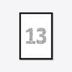 Personalised 10th Anniversary Number Word Art – Serif Layout – Names & Date – A4 – black frame