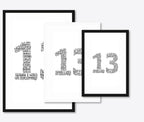 Personalised 10th Anniversary Number Word Art – Serif Layout – Names & Date – size lineup A3, A4, A5