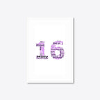 Personalised 16th Birthday Number Word Art – Purple Theme – Name & Hobbies – A4 – white frame