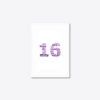 Personalised 16th Birthday Number Word Art – Purple Theme – Name & Hobbies – A5 – white frame