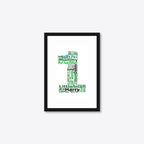 Personalised 1st Birthday Number Word Art – Baby Name Keepsake – A5 – black frame