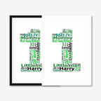 Personalised 1st Birthday Number Word Art – Baby Name Keepsake – black & white frames side-by-side