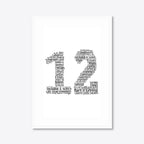 Personalised 25th Silver Anniversary Number Word Art – Names & Date – A3 – white frame