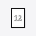 Personalised 25th Silver Anniversary Number Word Art – Names & Date – A5 – black frame