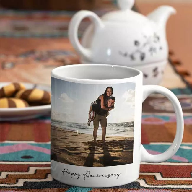 Personalised 2 photos and text upload mug with custom images and message