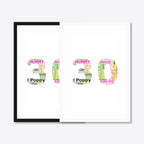Personalised 30th Birthday Number Word Art – Colour Pop – Name & Memories – black & white frames side-by-side