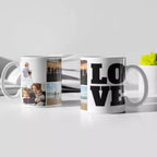 4 photo collage personalised mug with custom images and heartfelt message