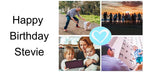 Photo keepsake mug with blue heart theme showcasing cherished memories