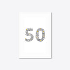 Personalised 50th Golden Anniversary Number Word Art – Names & Date – A4 – white frame