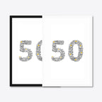Personalised 50th Golden Anniversary Number Word Art – Names & Date – black & white frames side-by-side