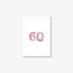 Personalised 60th Birthday Number Word Art – Warm Tones – Name & Memories – A5 – white frame