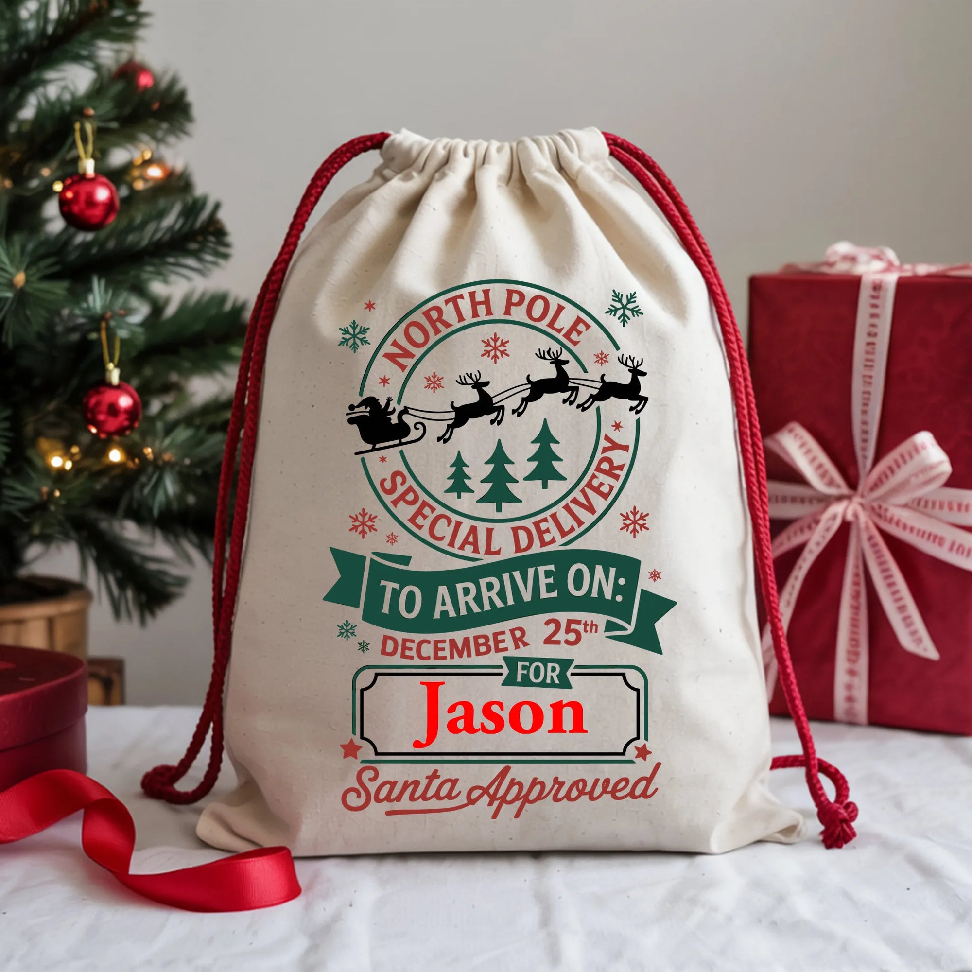 Personalised North Pole Special Delivery Christmas Sack with Custom Name