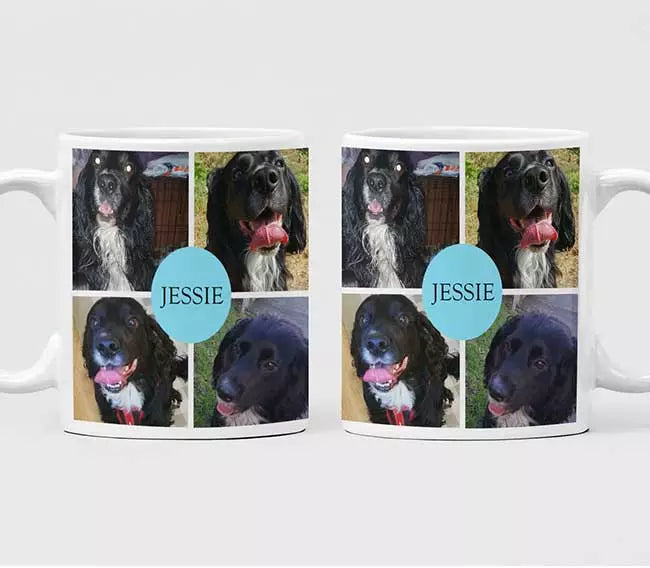 White personalised 8-photo collage mug with meaningful memories