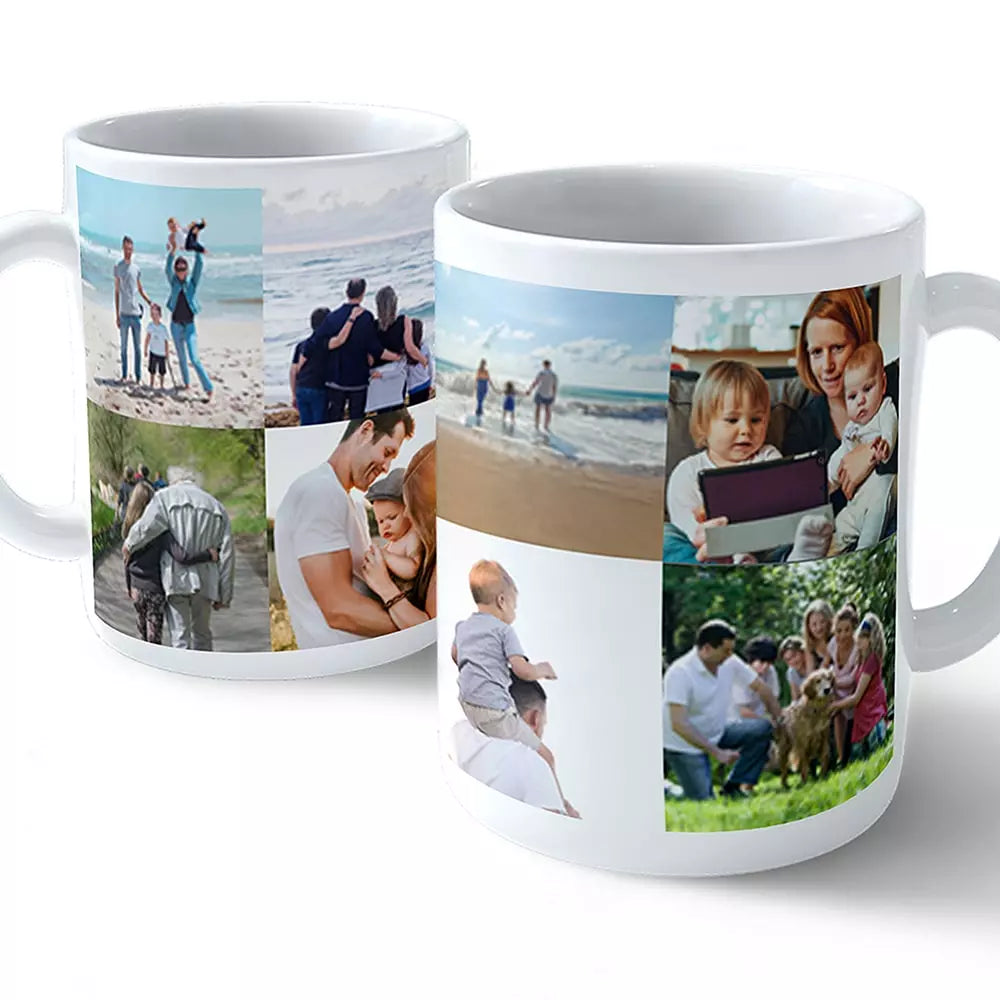 8 photo collage personalised mug with family photos and custom message