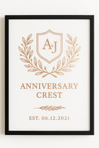 personalised anniversary crest wall art print custom names date keepsake gift
