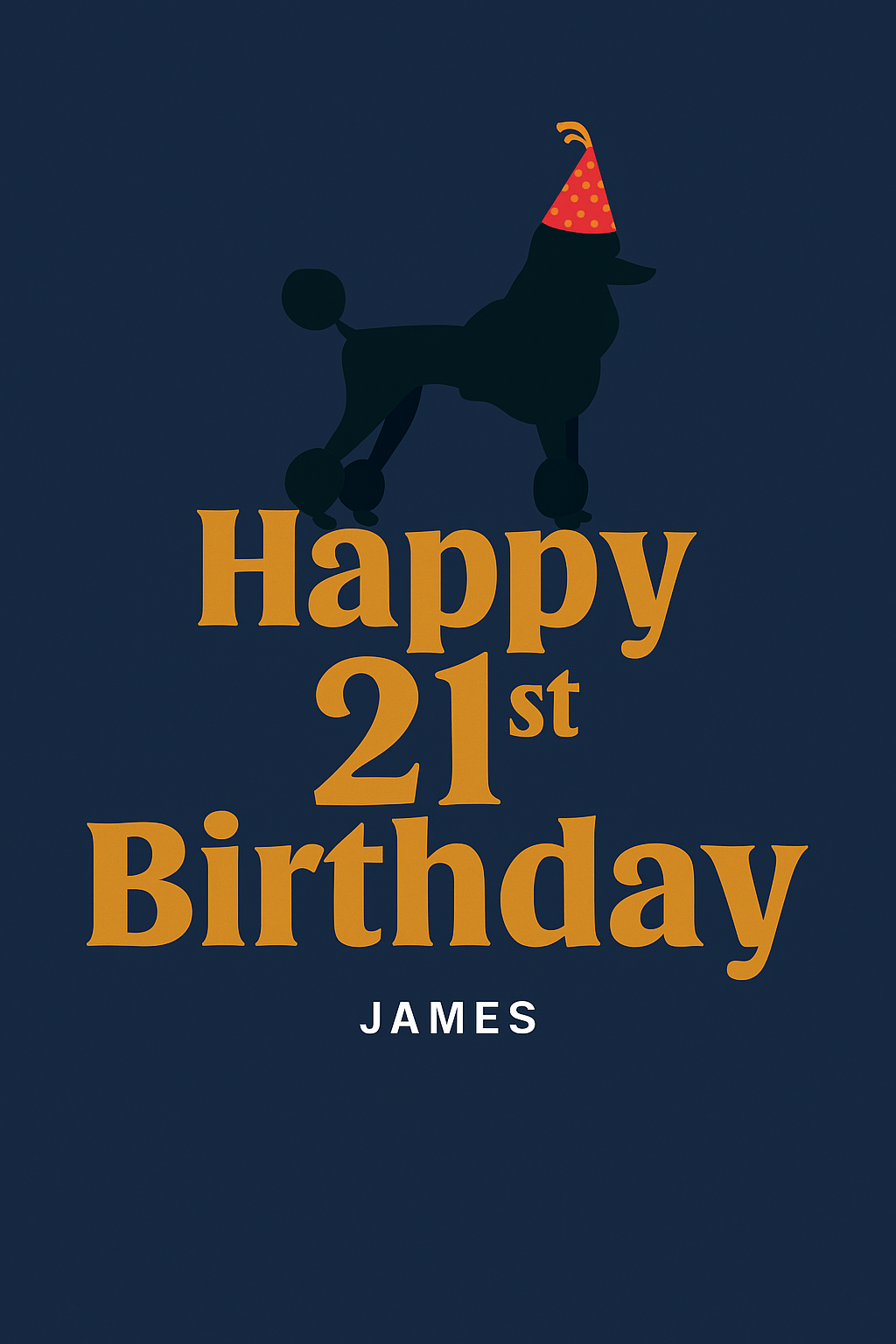 Personalised 21st Birthday Card – Poodle Party on Navy