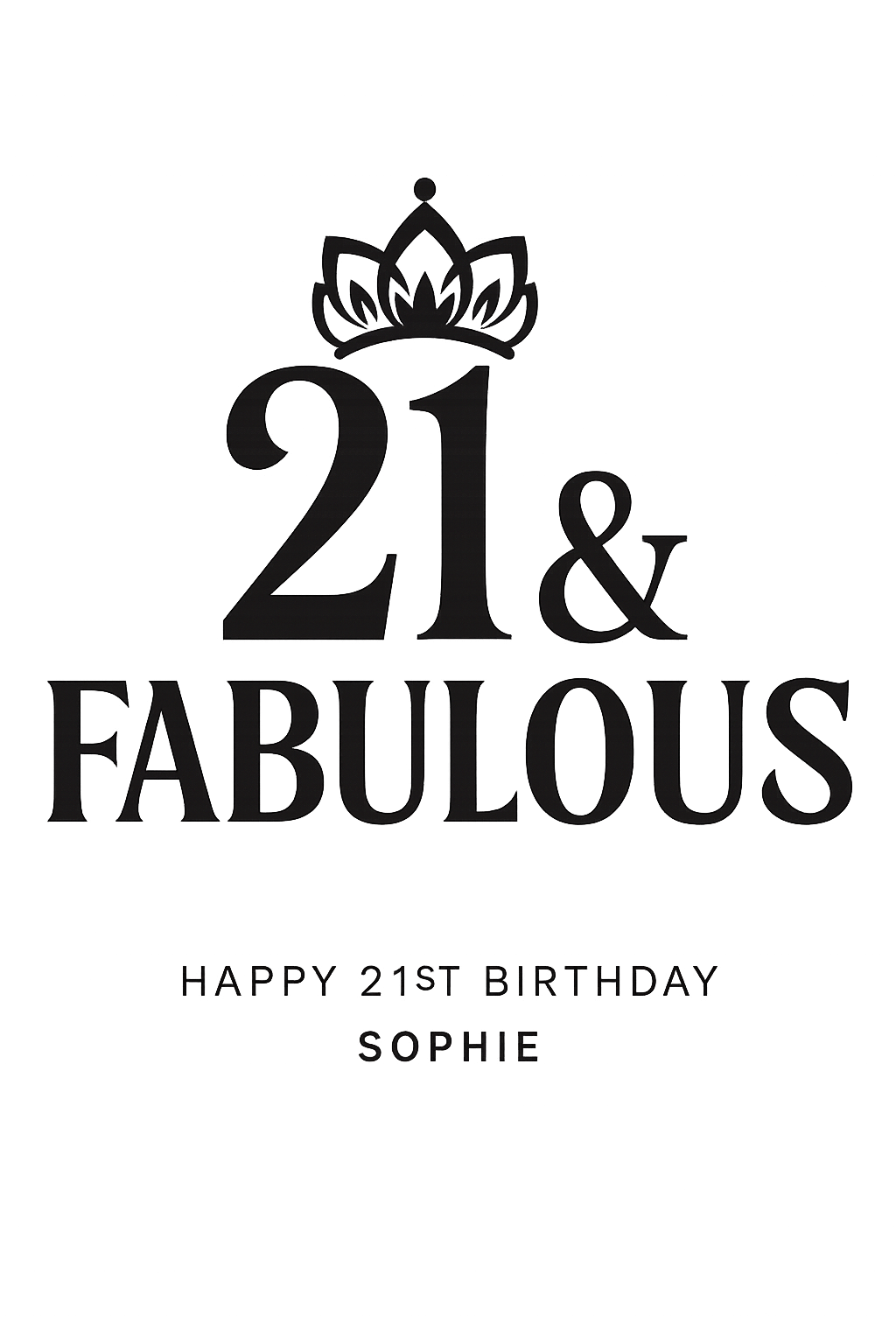 Personalised 21 & Fabulous Black Birthday Card