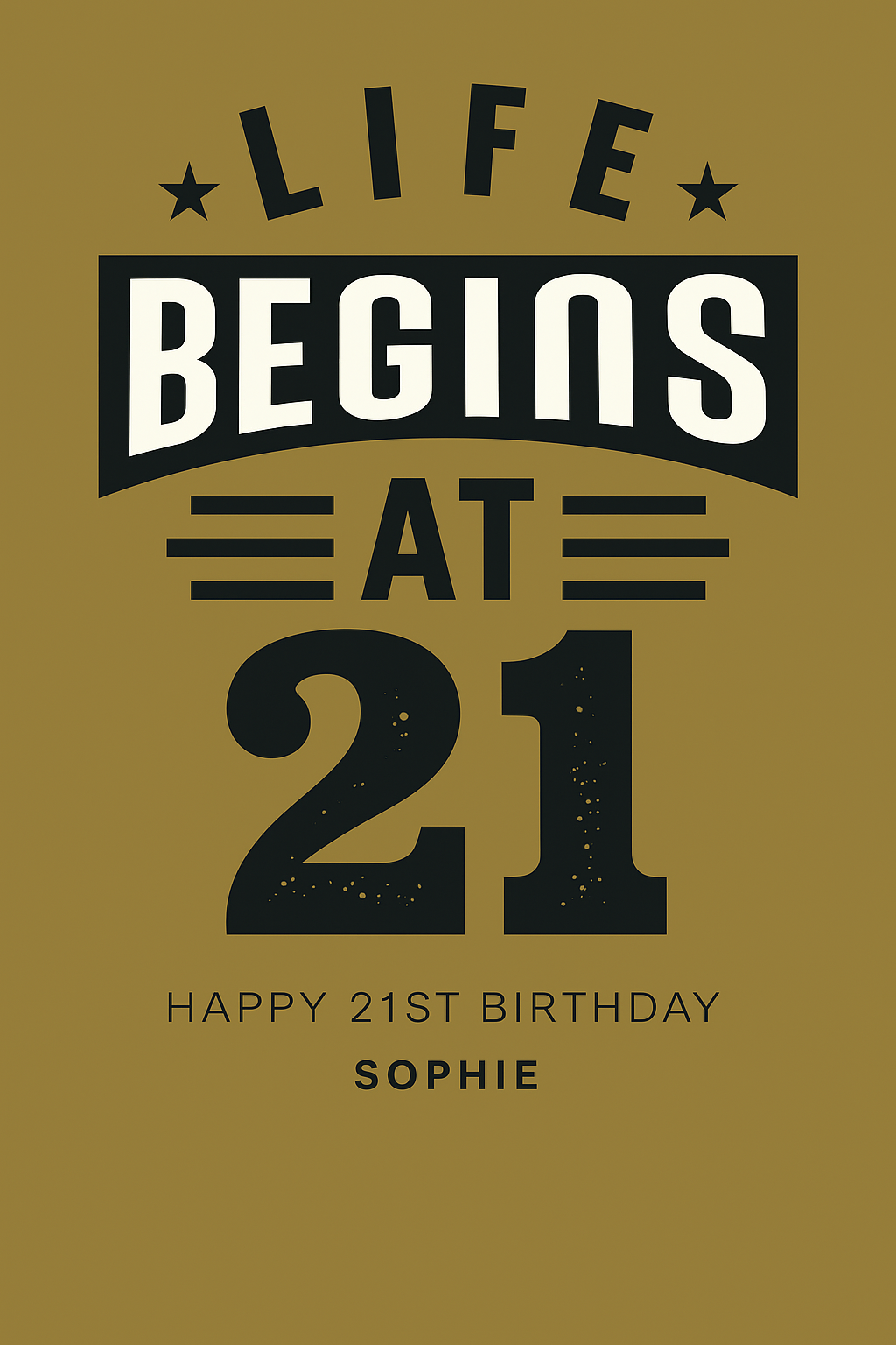 Life Begins At 21 Personalised 21st Birthday Card