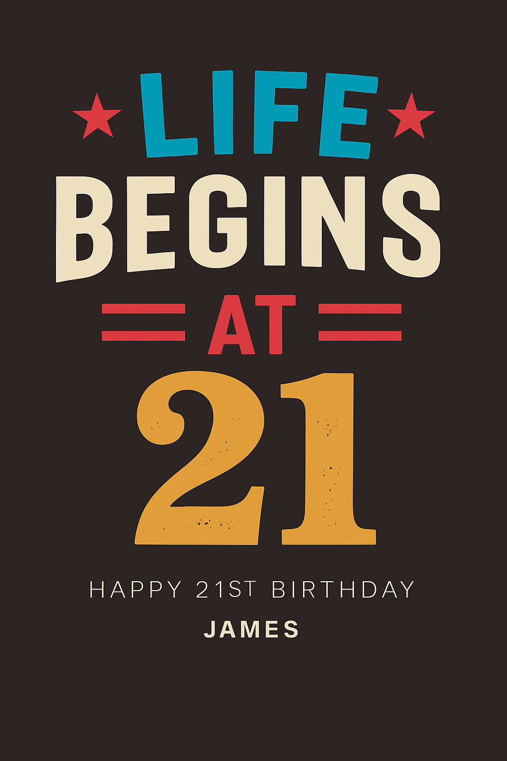 Life Begins At 21 Personalised Card – Night Black