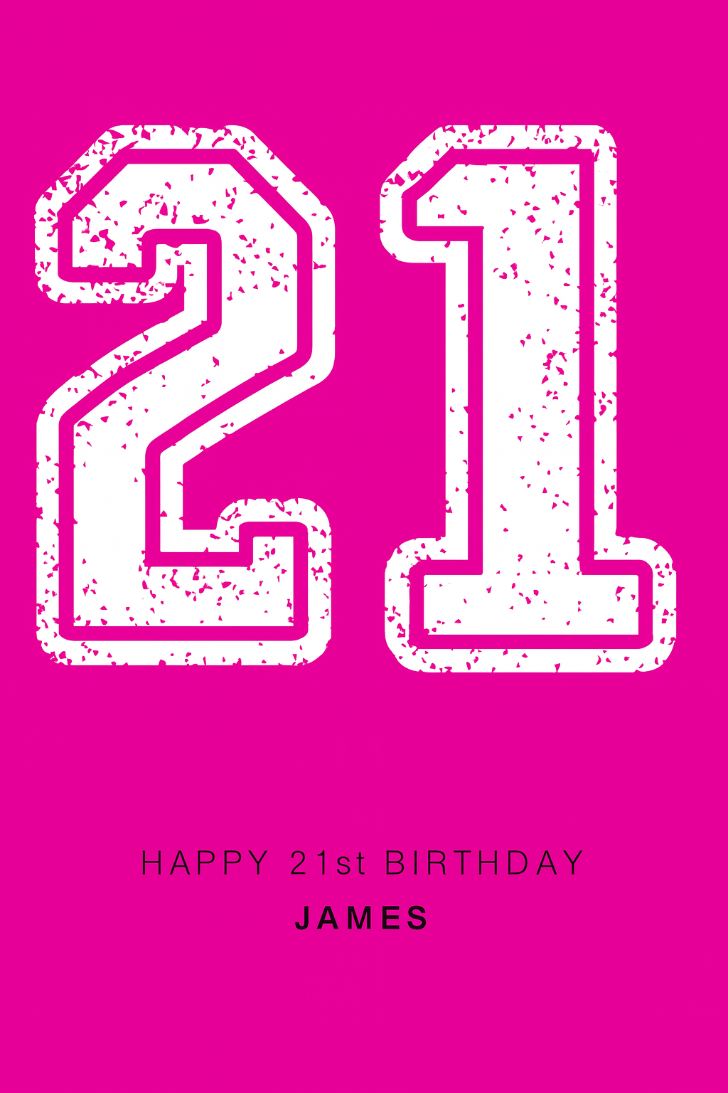 Hot Pink Distressed 21st Birthday Card – Personalised for Him