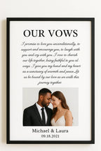 personalised wedding vows photo print custom names date favourite photo wall art gift