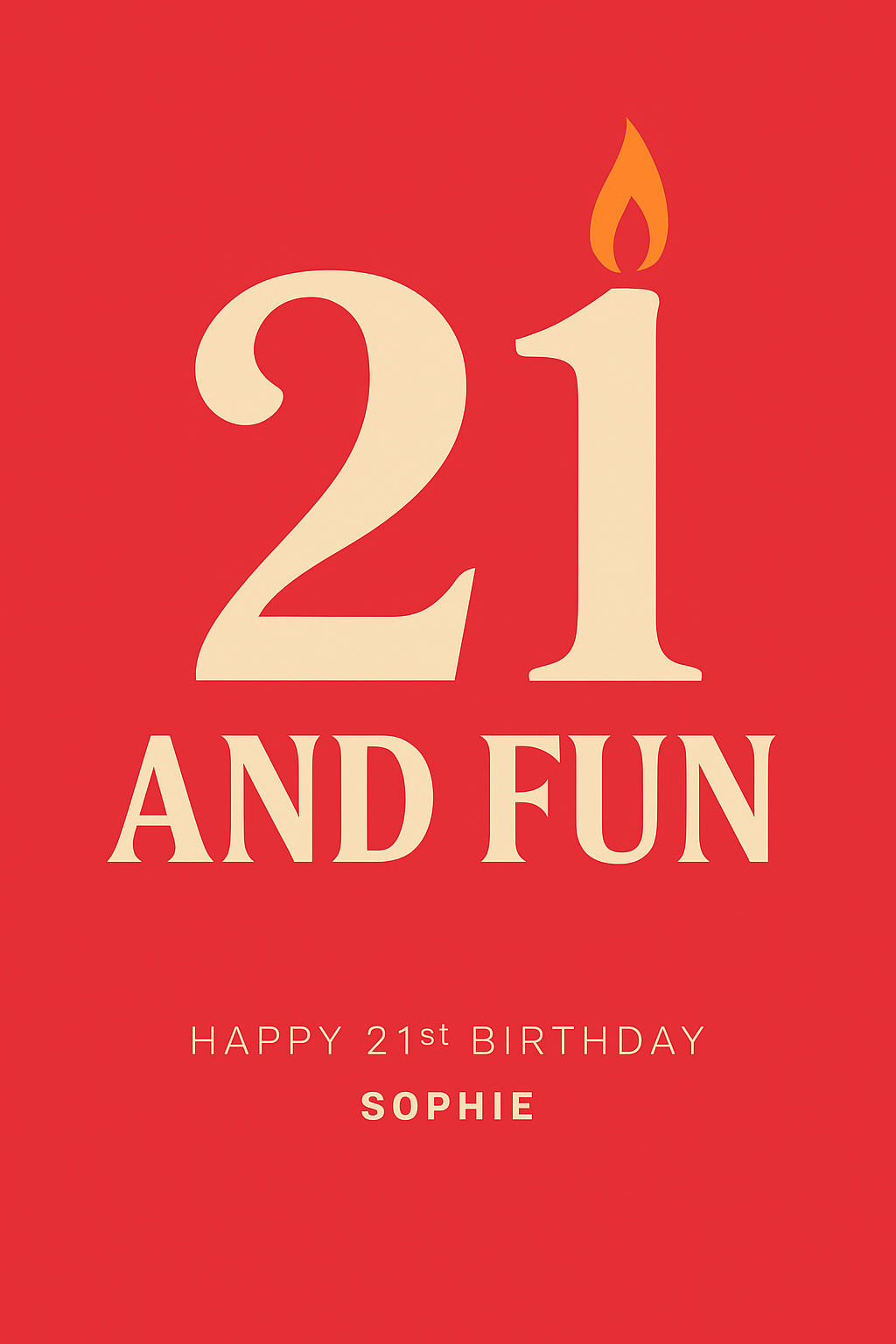 Red 21 and Fun Birthday Card – Personalised Unisex Design