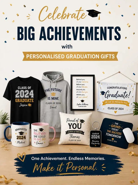 custom graduation gifts for him and her personalised mugs hoodies cushions framed prints graduation celebration gifts