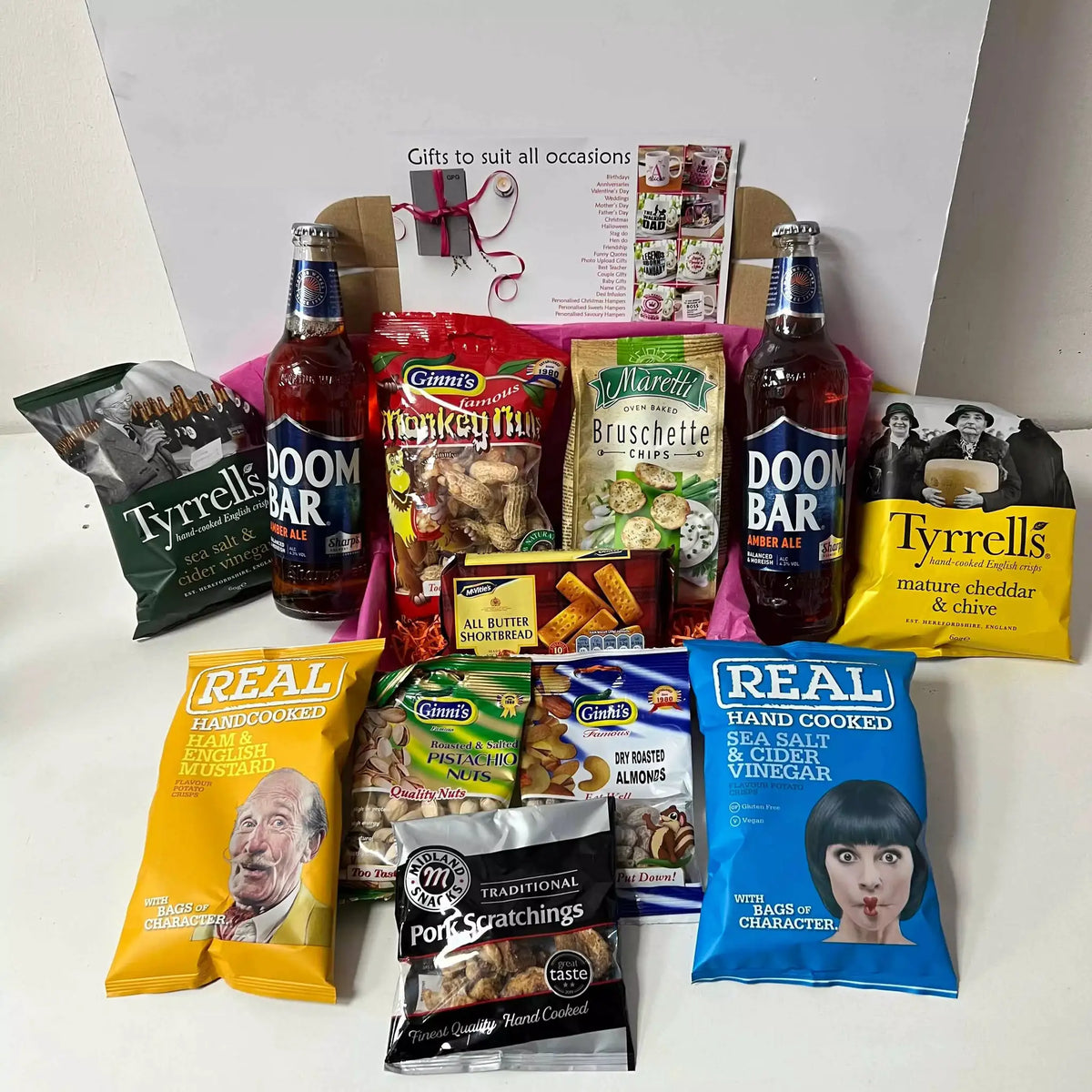 Doom Bar Amber Ale Christmas hamper with beer and assorted snacks