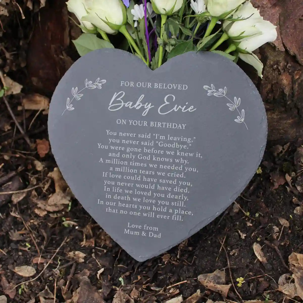 personalised baby memorial slate heart engraving custom remembrance plaque baby loss keepsake gift