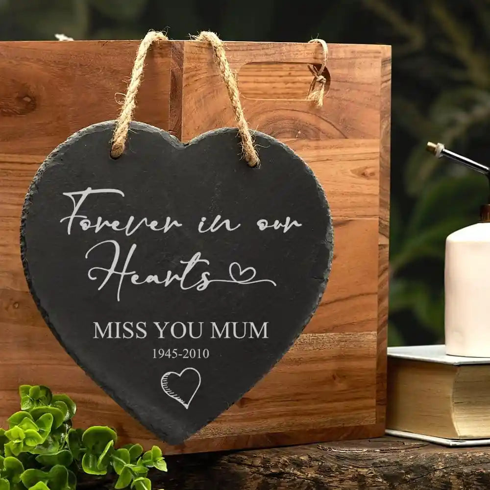personalised memorial mum slate heart engraving forever in our hearts custom remembrance gift
