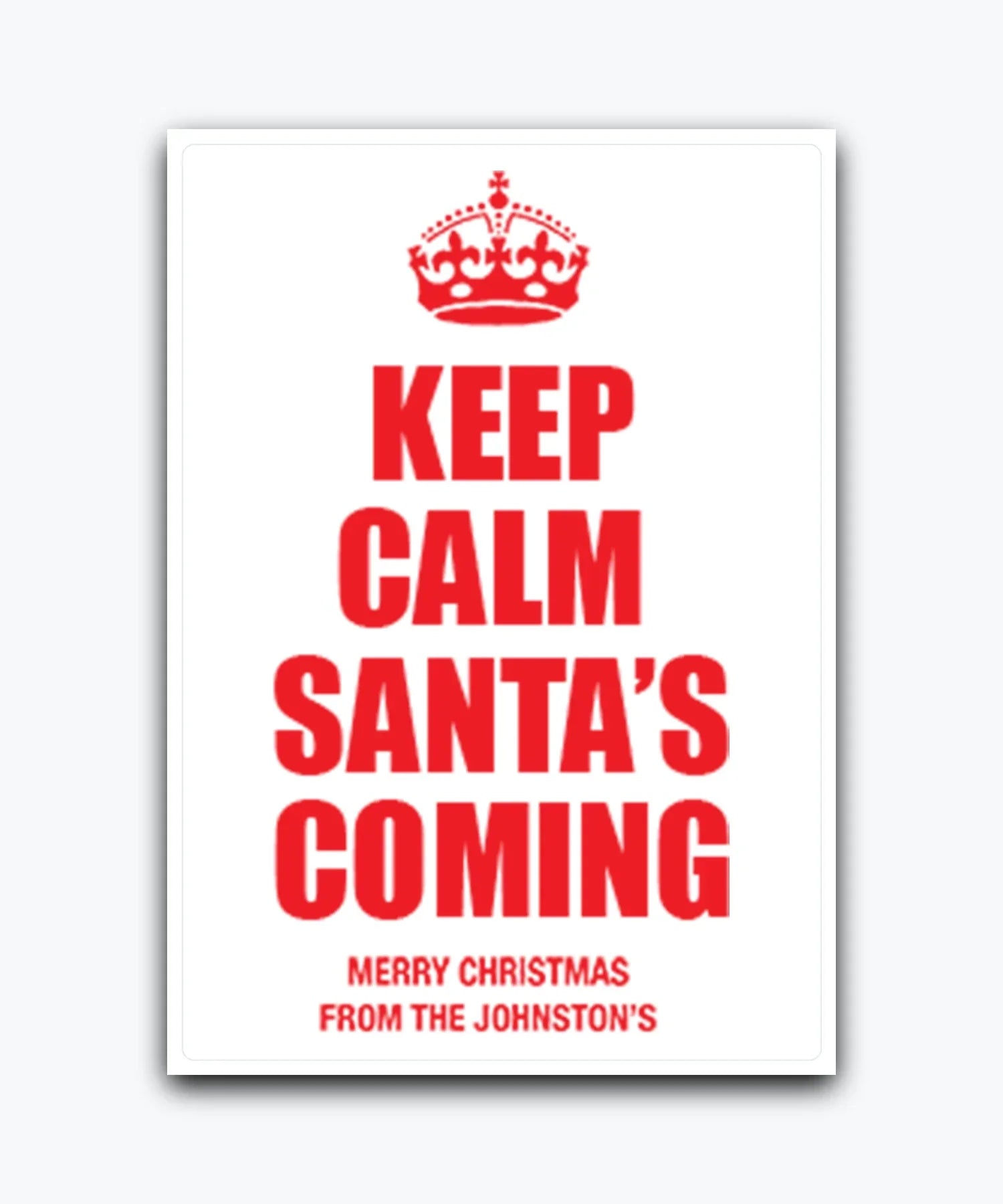 Custom Christmas card—personalise with names & text; printed card