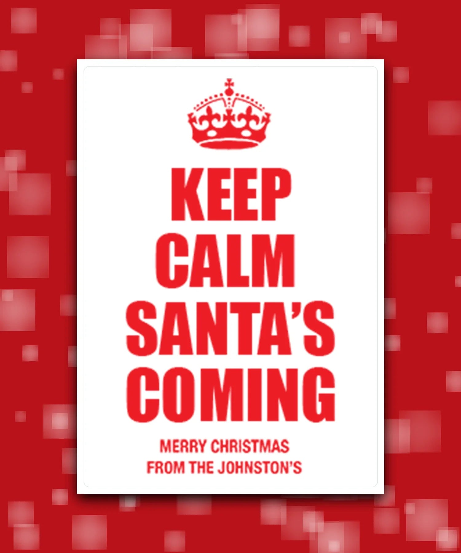 Personalised Xmas card—Simple plain red card perfect for personalised Christmas greetings