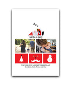 Merry Christmas personalised card (red)—add name & message; Personalised multi-photo Christmas card with Santa Claus festive design – custom greeting