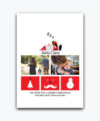 Personalised 'Merry Christmas' card (red)—add names & greeting; Unique multi-photo Santa Claus Christmas card – personalised holiday keepsake