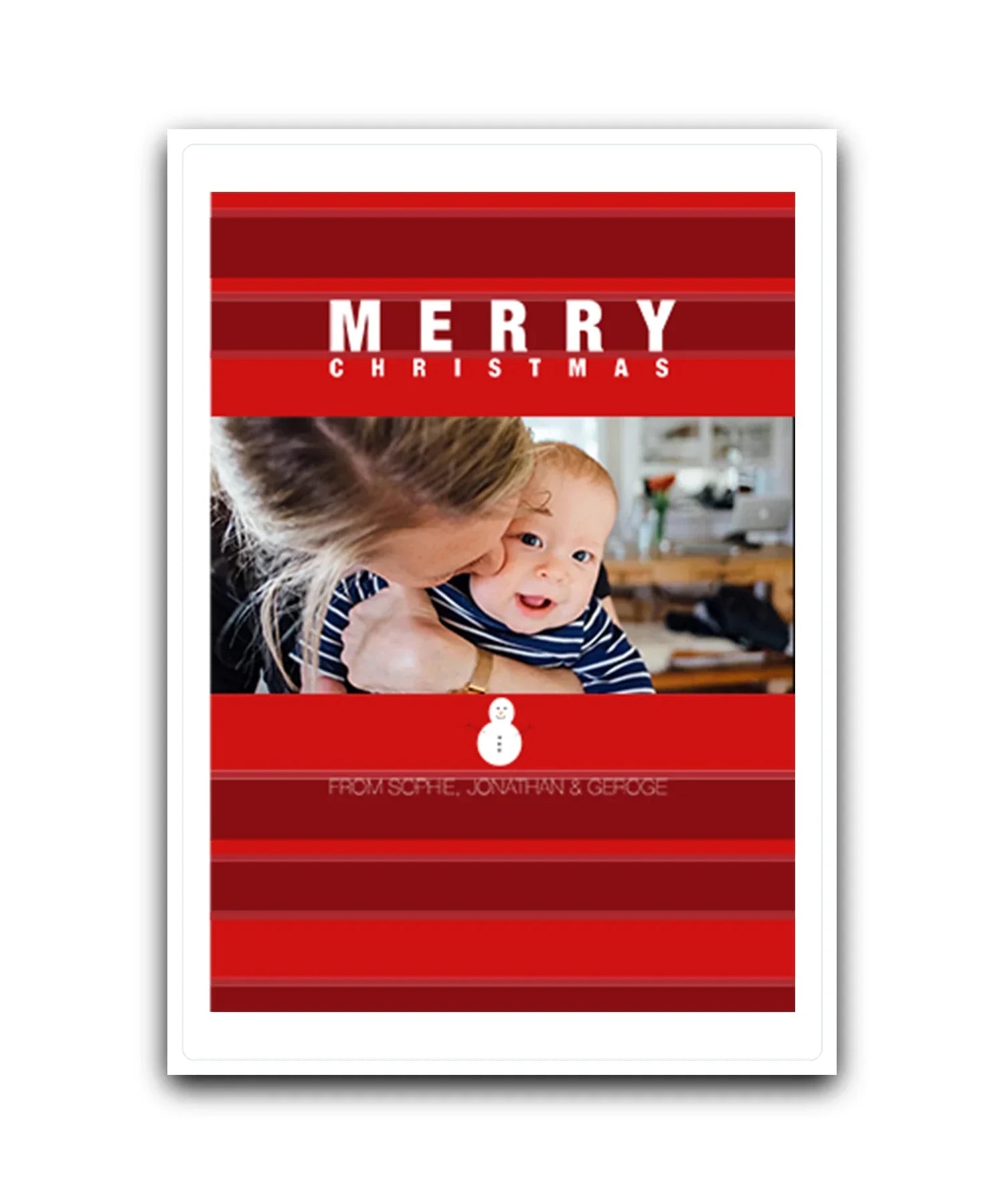 Photo upload personalised Christmas card (red)—Personalised photo Christmas card with red festive slogan and tree design – custom holiday greeting