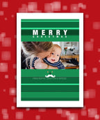 Custom printed Christmas card with your photo, add name & greeting; personalised Xmas card (green)