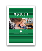 Photo upload personalised Christmas card (green)—Personalised photo Christmas card with green snowman design – custom festive greeting
