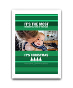 Photo upload personalised Christmas card (green)—Personalised photo Christmas card with green festive slogan – It’s the Most Wonderful Time of the Year