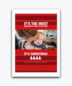 Create your own Christmas card with photo upload and add‑name options; Custom Christmas card with photo upload – red slogan festive design