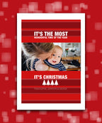 Custom printed Christmas card with your photo, add name & greeting; Unique festive slogan photo Christmas card – personalised keepsake design