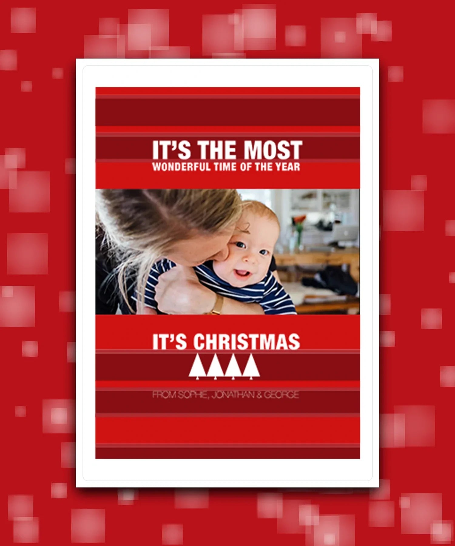 Custom printed Christmas card with your photo, add name & greeting; Unique festive slogan photo Christmas card – personalised keepsake design