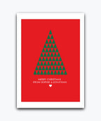 Elegant gold star Christmas card—Modern Christmas tree card – personalised with family name and holiday message