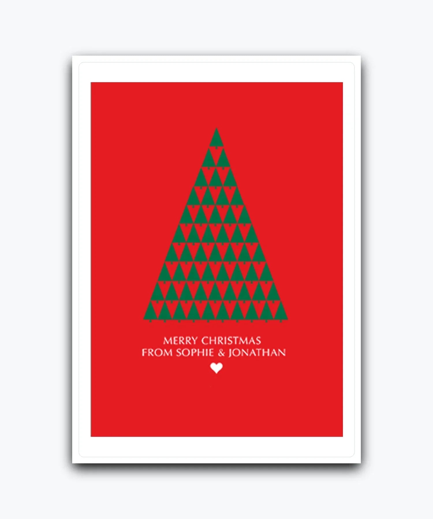 Elegant gold star Christmas card—Modern Christmas tree card – personalised with family name and holiday message