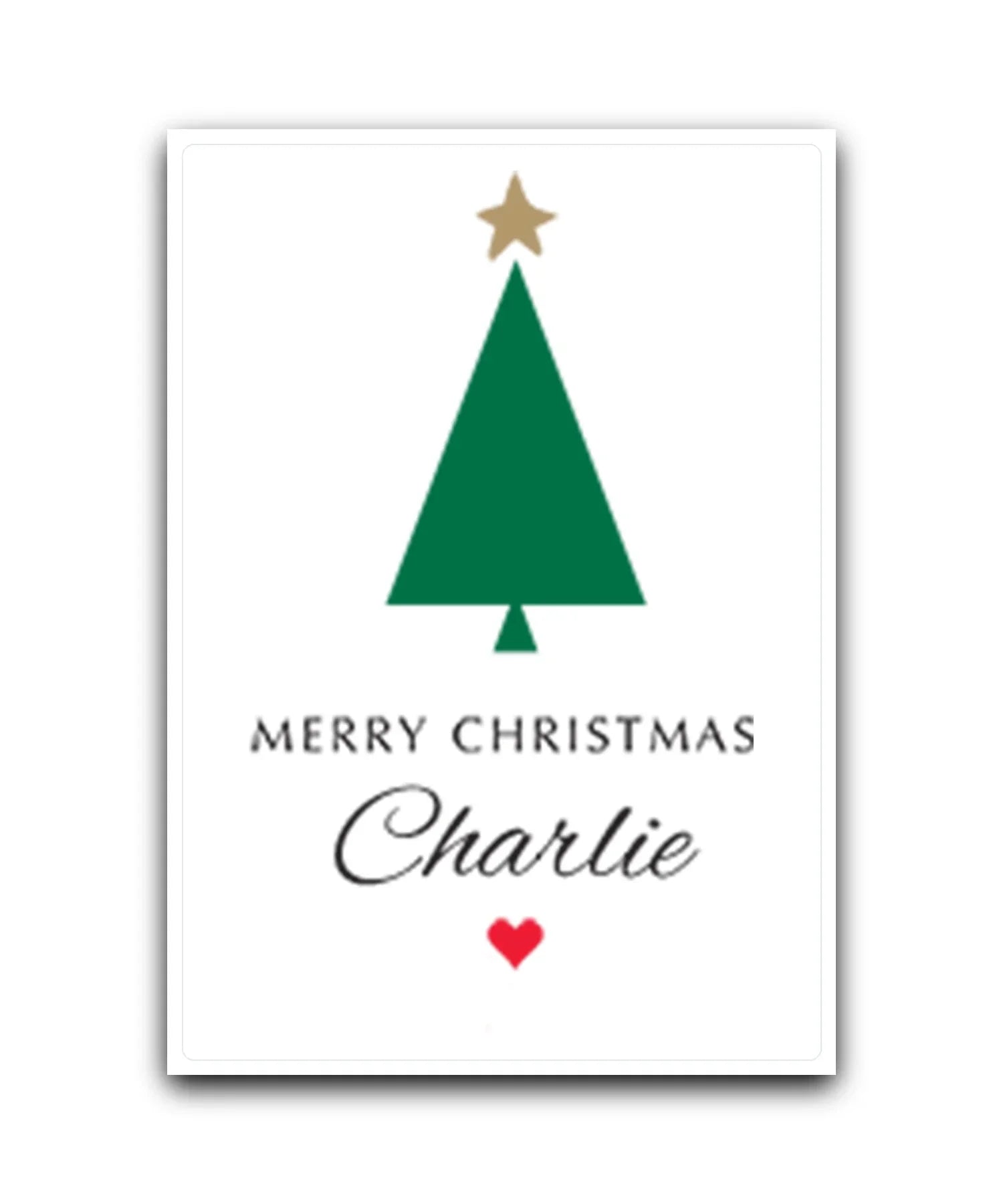 Gold star personalised Christmas card (green)Personalised photo upload Christmas card with tree design – custom festive greeting
