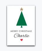 Eco-friendly custom photo Christmas card – add your picture and greeting—personalised with names; printed Xmas greeting; UK printed
