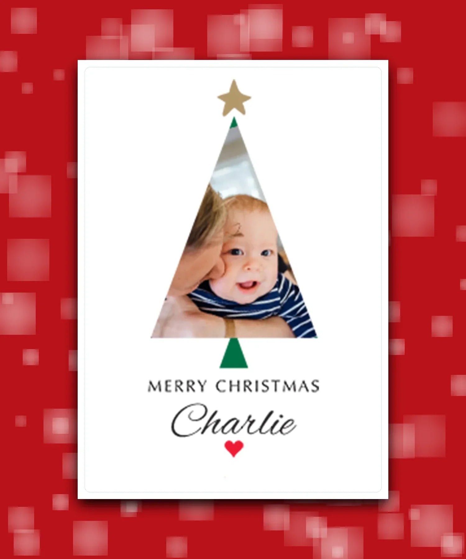 Unique portrait photo upload Christmas card – add your own picture and name