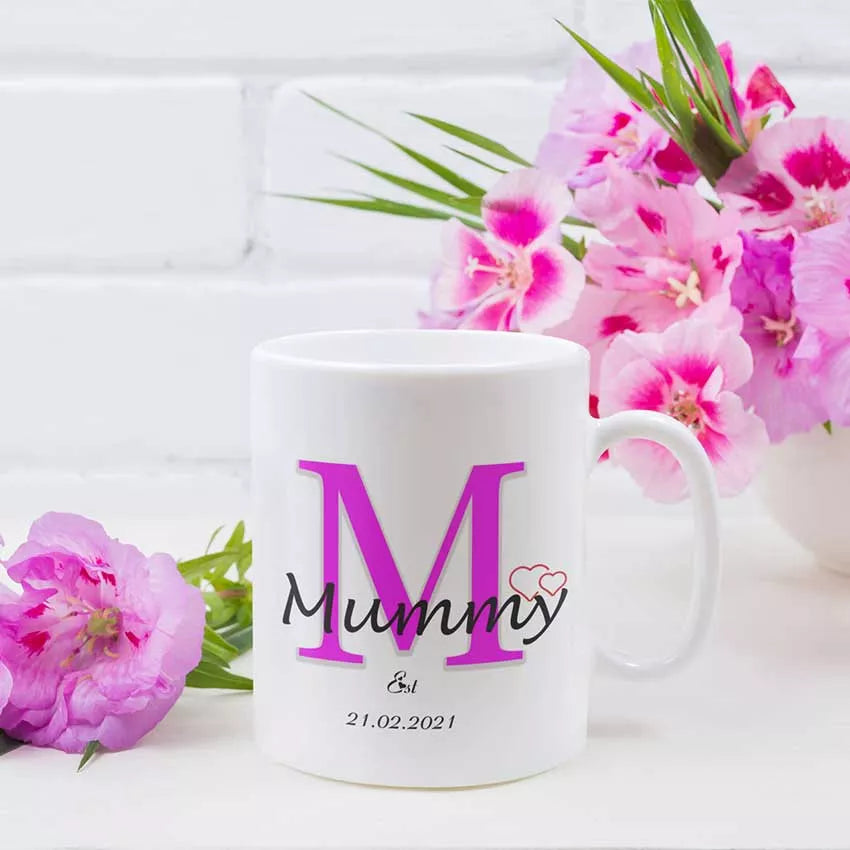 custom photo personalised mug for mummy with established date
