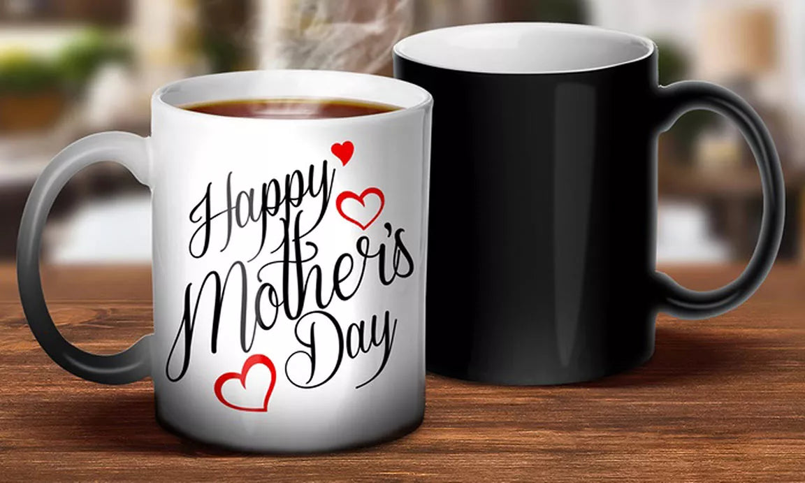 personalised happy mothers day magic heat mug with photo and name UK
