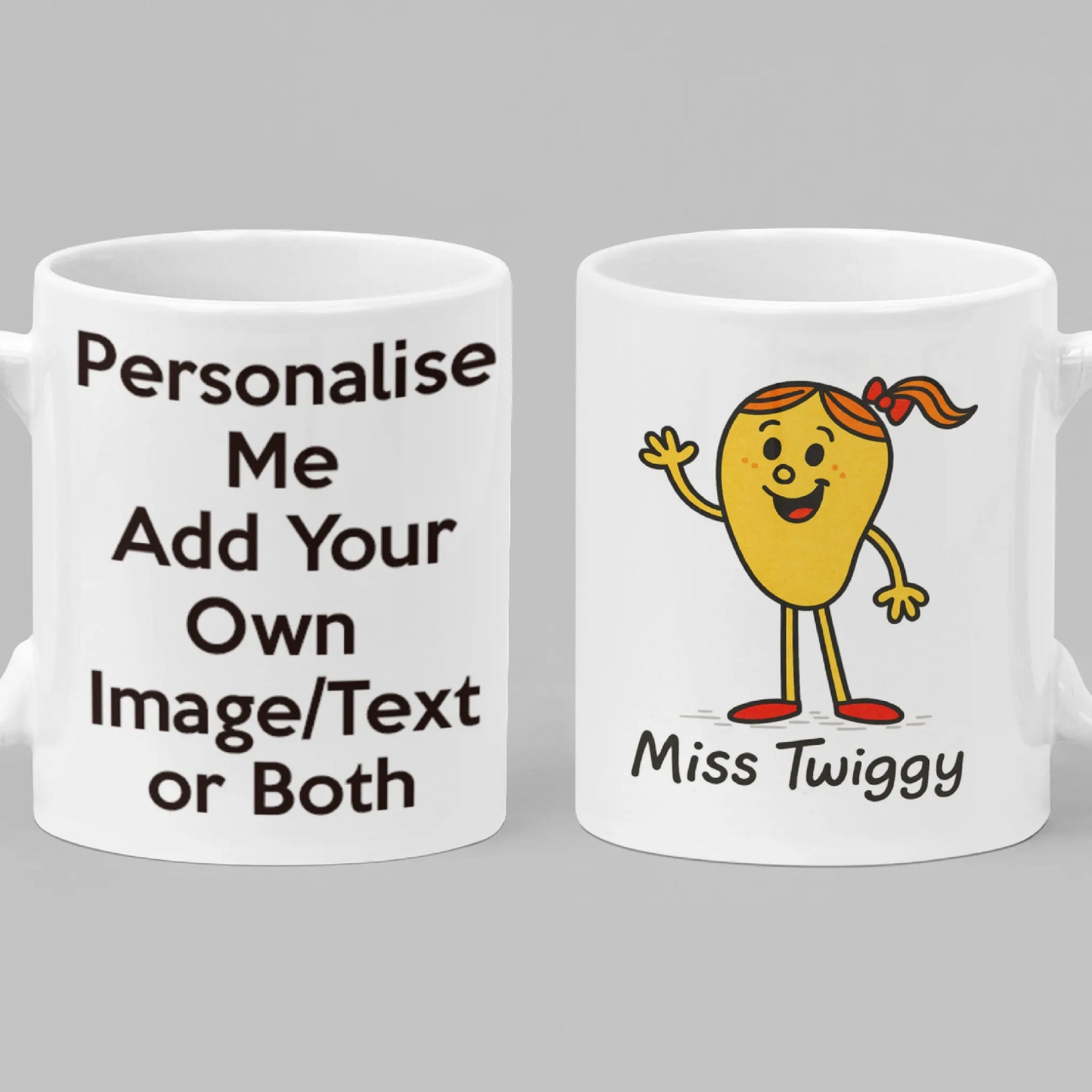 Miss Twiggy Personalised Mug – Waving Pose | Funny Character Gift